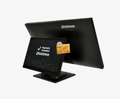 Kundendisplay mit eBon QR-Code und Werbung